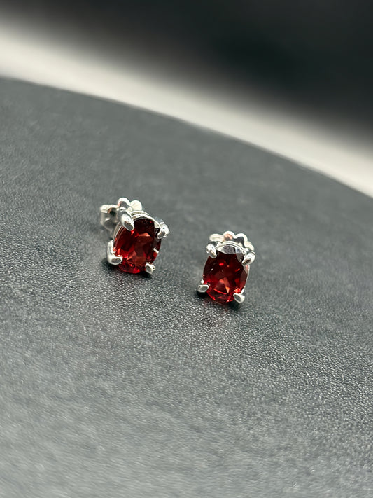 Red Garnet Stud Earings