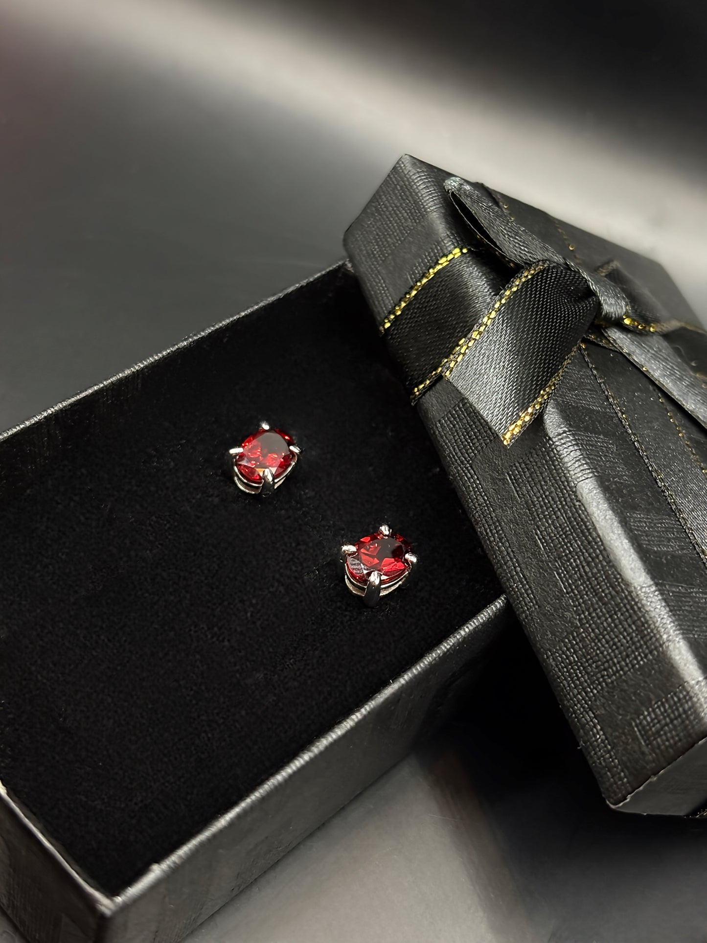 Red Garnet Stud Earings