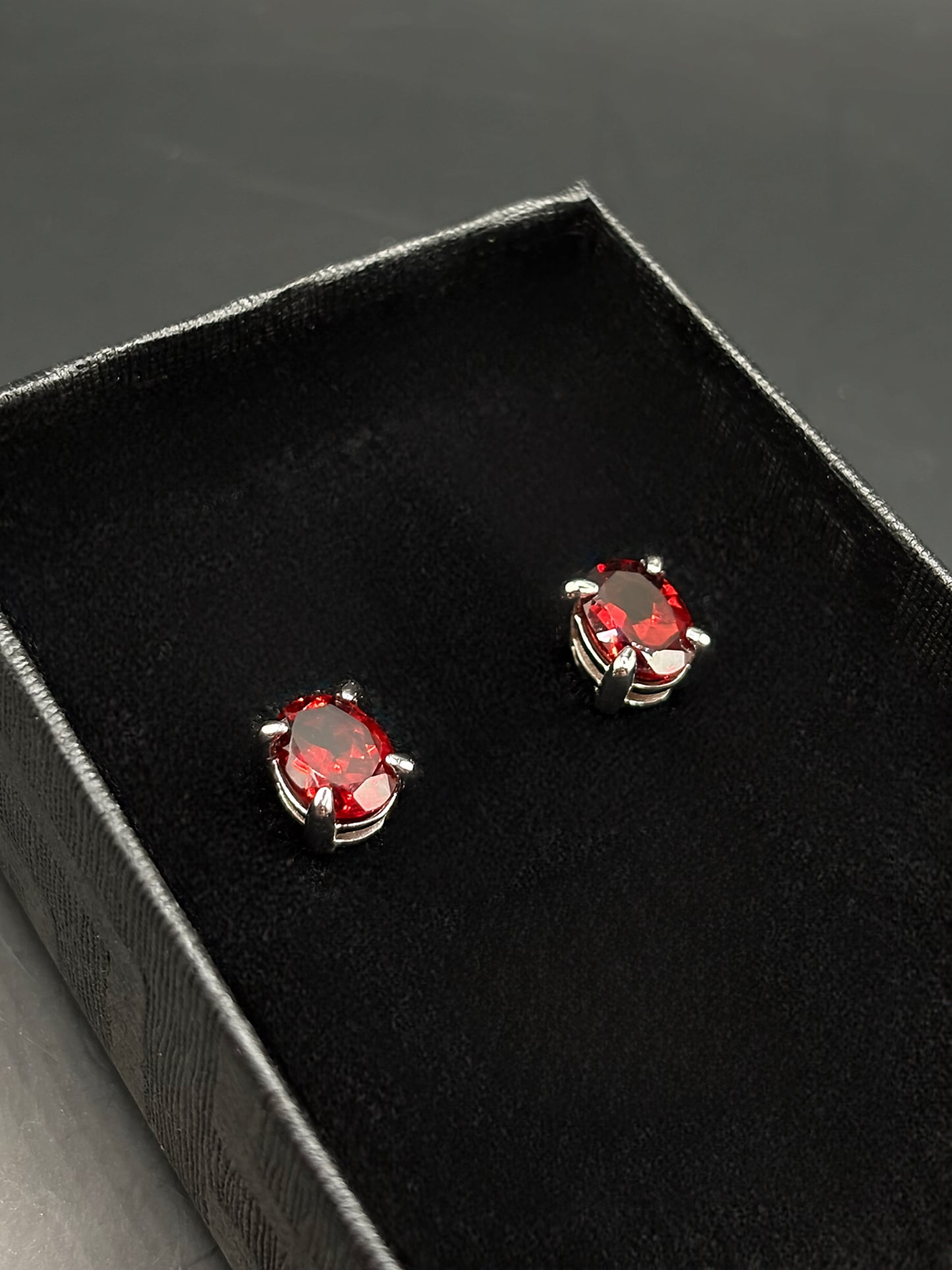 Red Garnet Stud Earings