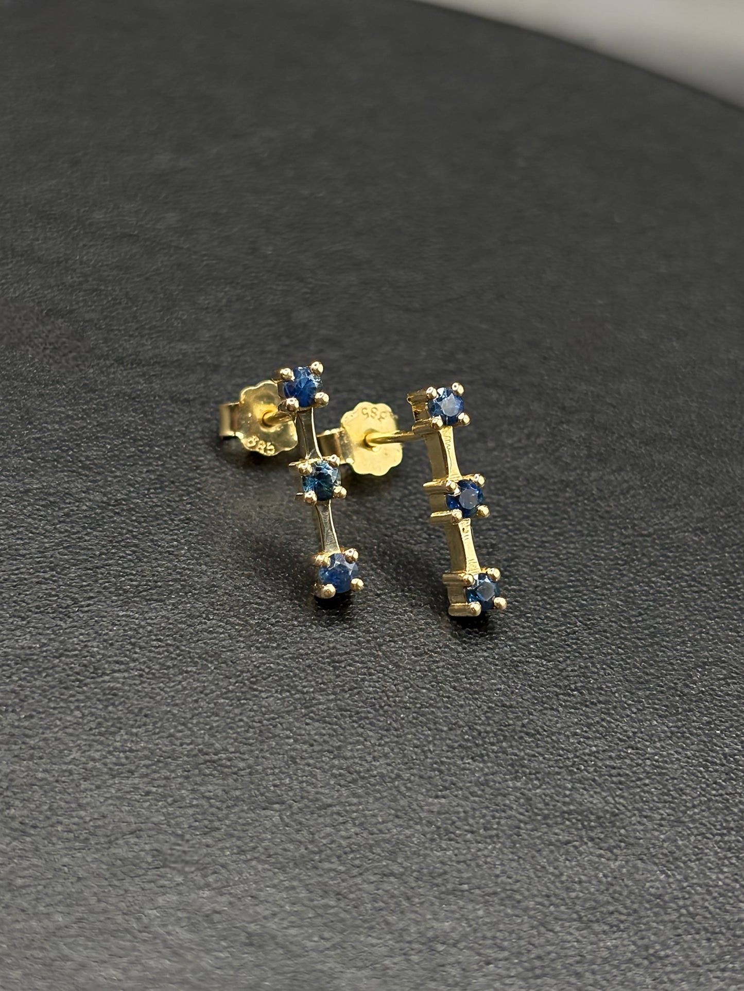 Three Sapphire Gold Earings