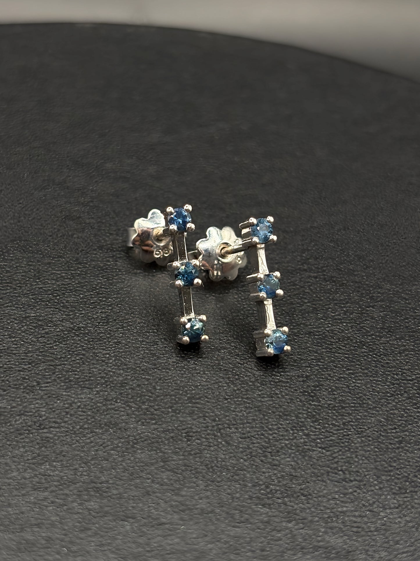 Three Sapphire Gold Earings