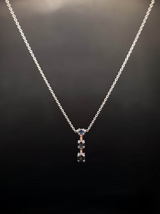 Gold Necklace with Blue Natural Sapphire