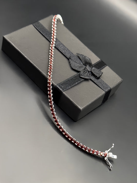 Tennis White Gold bracelet with Natural Garnets
