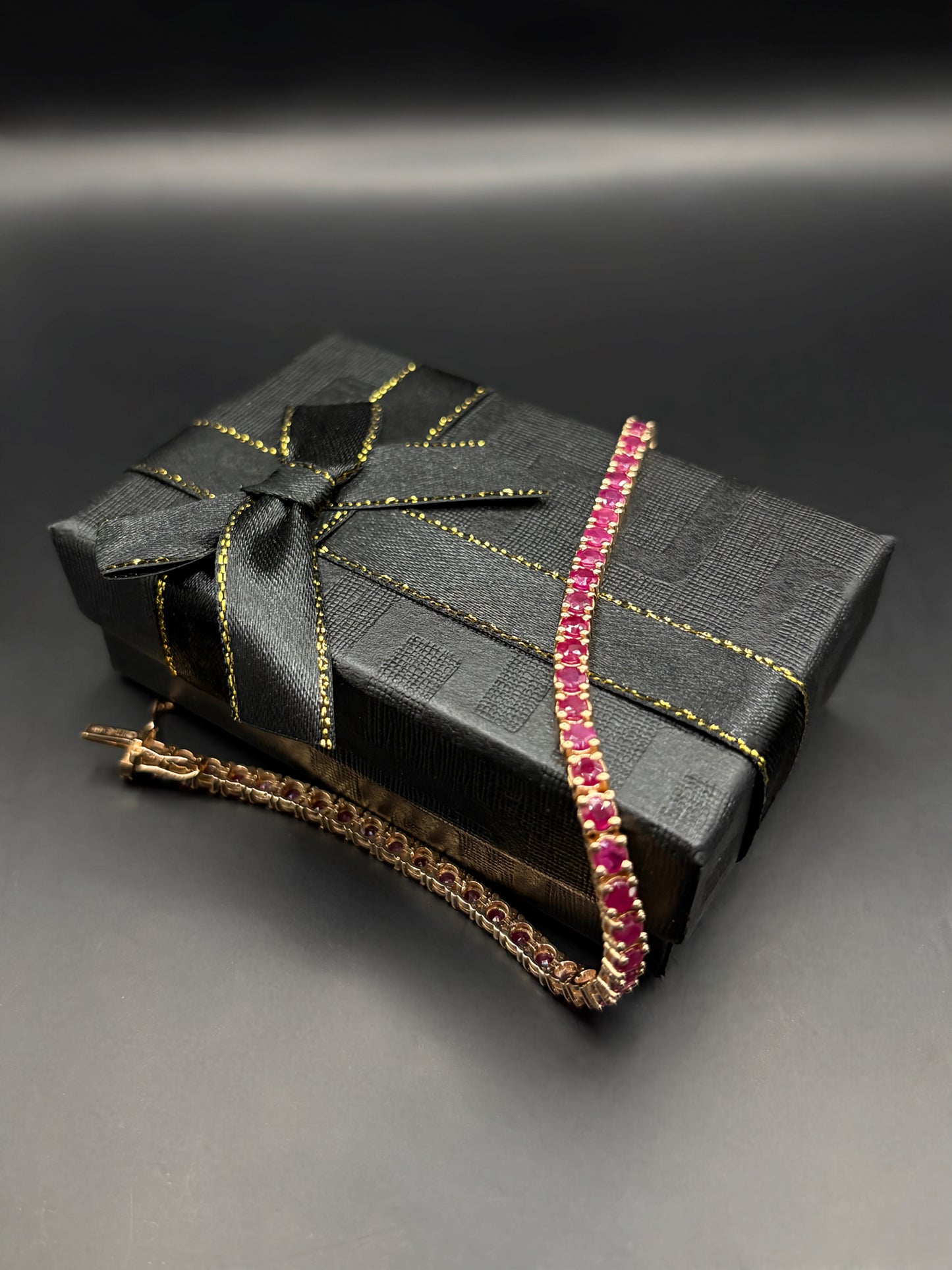 Burma Ruby Rose Gold Tennis Bracelet