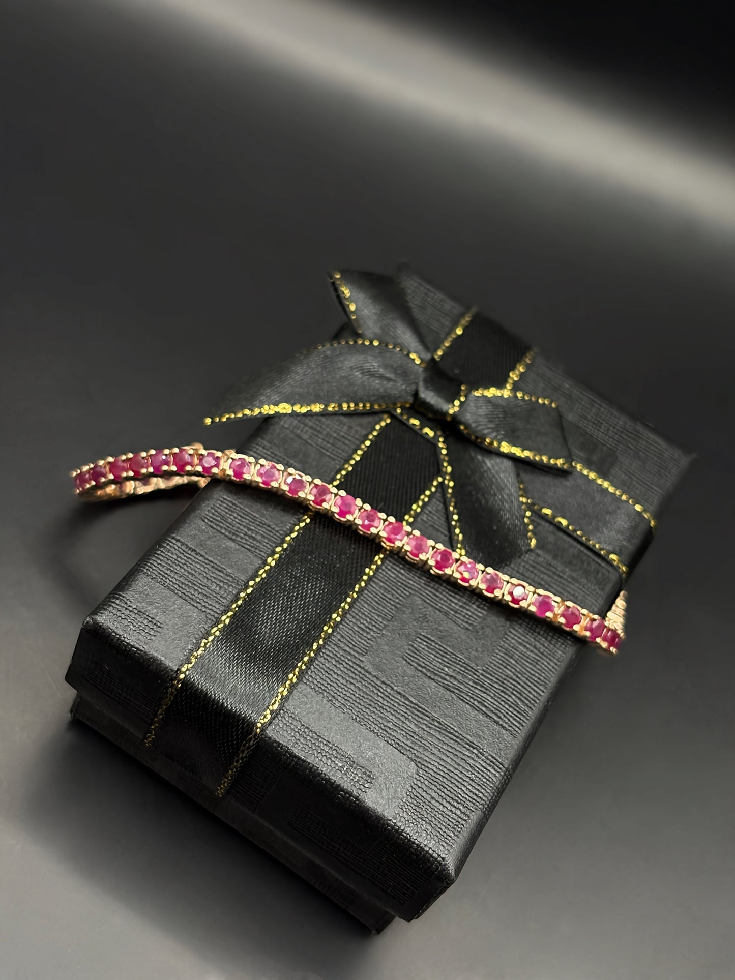 Burma Ruby Rose Gold Tennis Bracelet