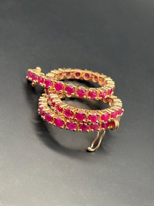 Burma Ruby Rose Gold Tennis Bracelet