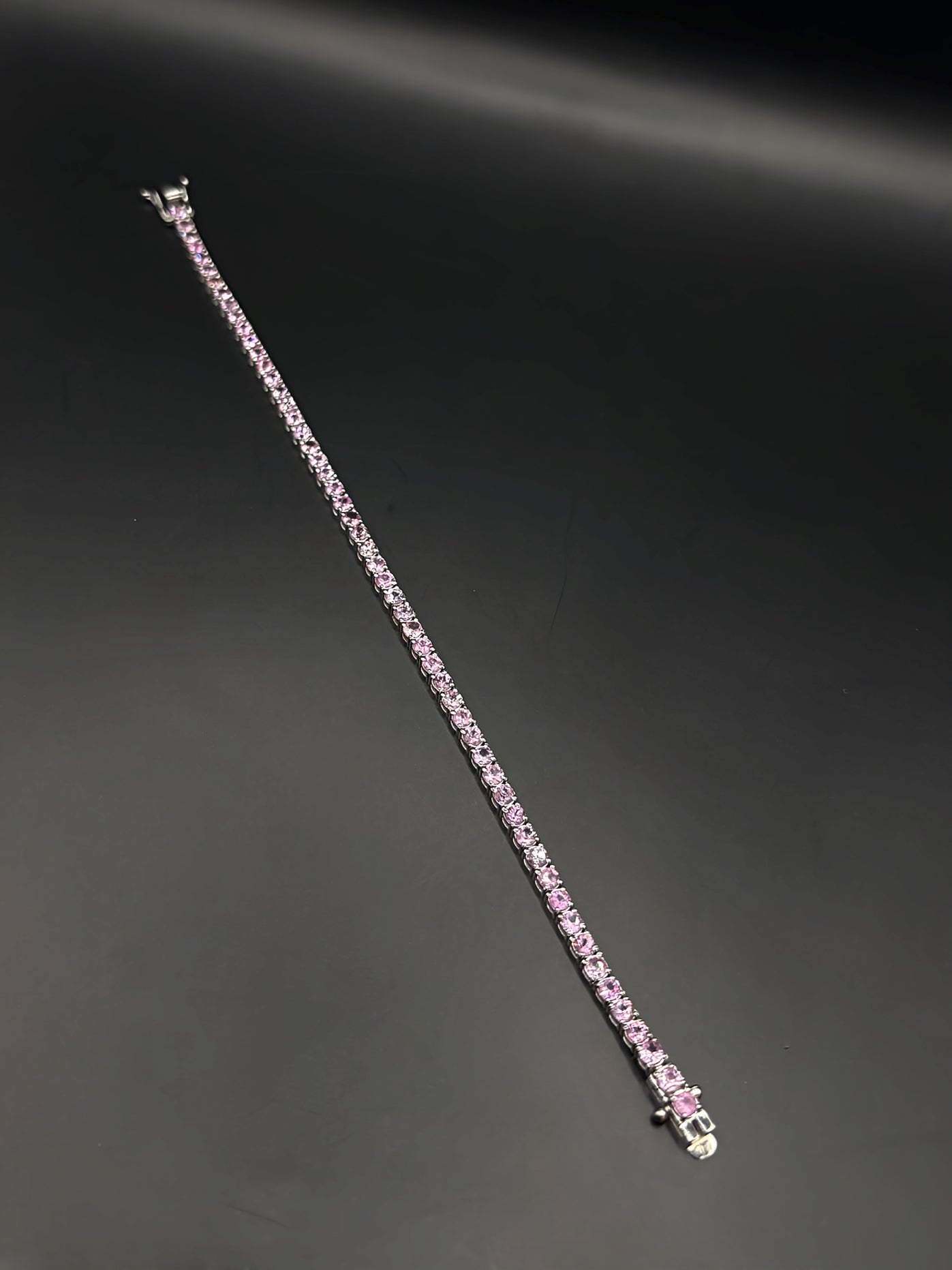 White Gold Pink Sapphire Tennis Bracelet