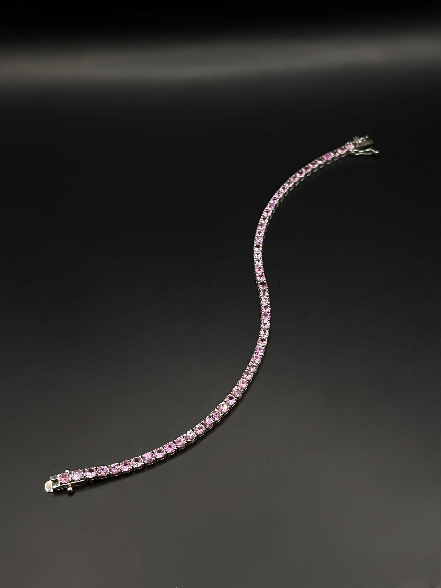 White Gold Pink Sapphire Tennis Bracelet