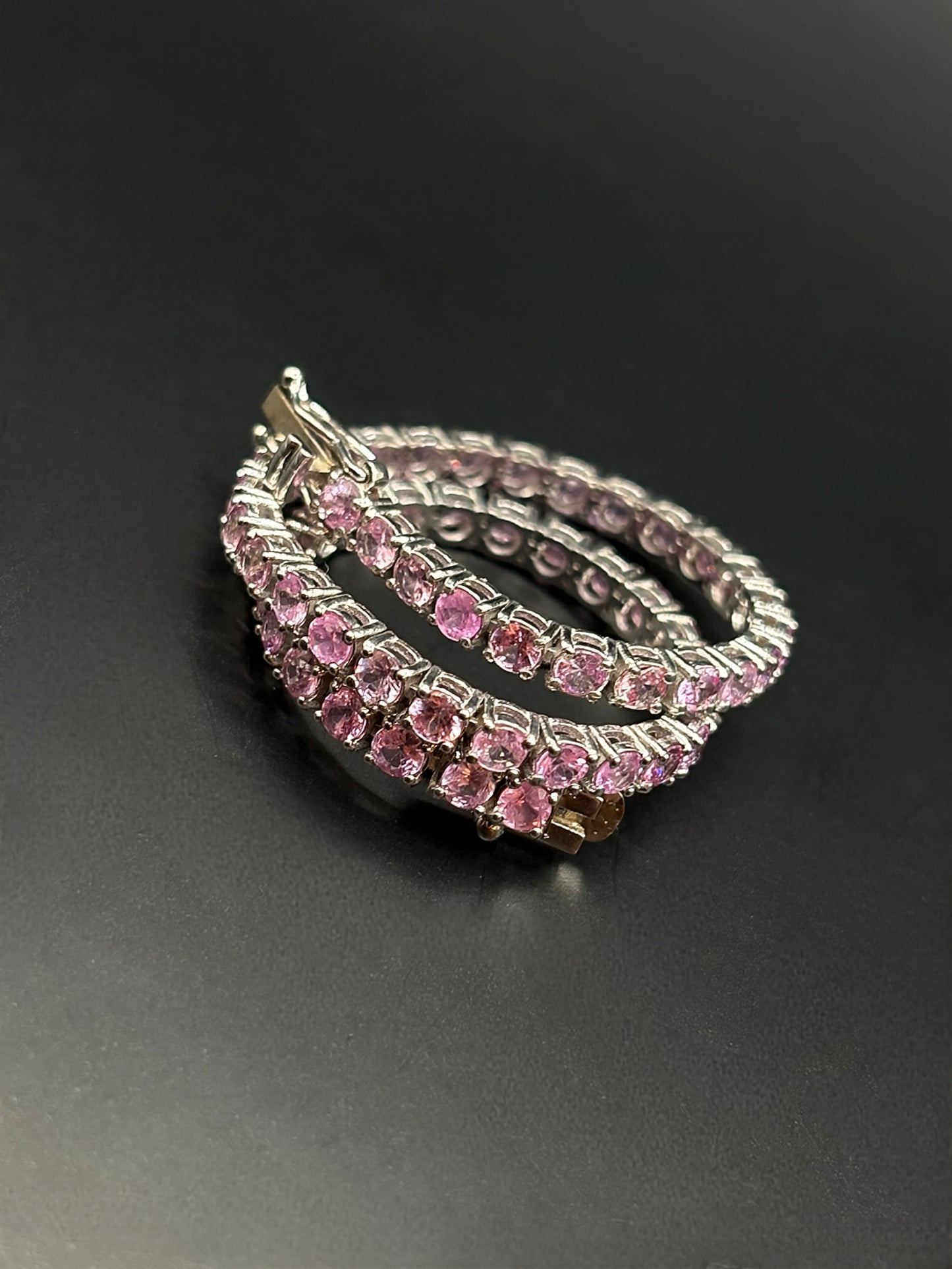 White Gold Pink Sapphire Tennis Bracelet