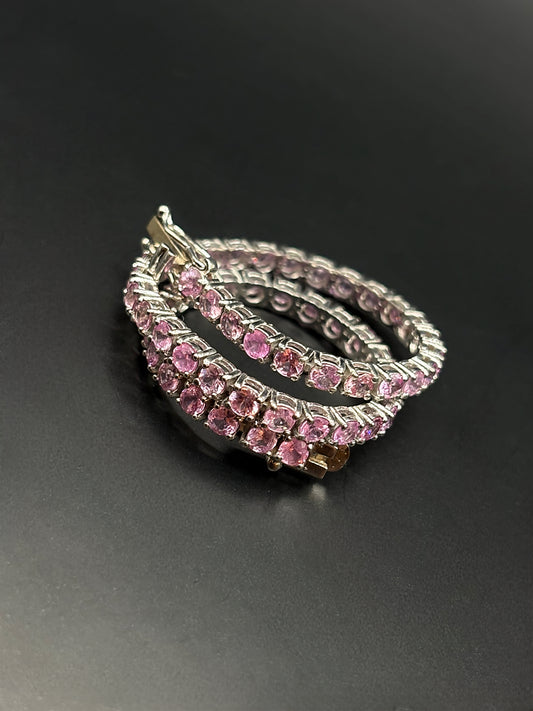 White Gold Pink Sapphire Tennis Bracelet