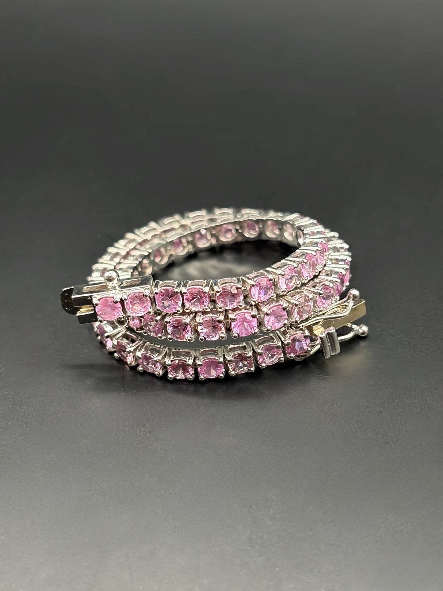 White Gold Pink Sapphire Tennis Bracelet