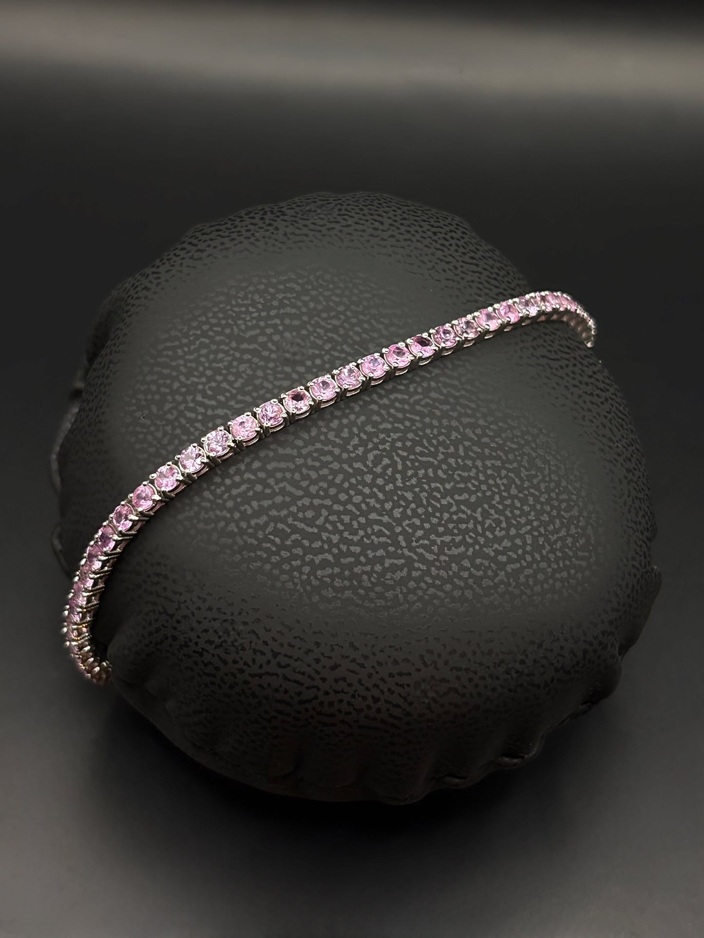 White Gold Pink Sapphire Tennis Bracelet
