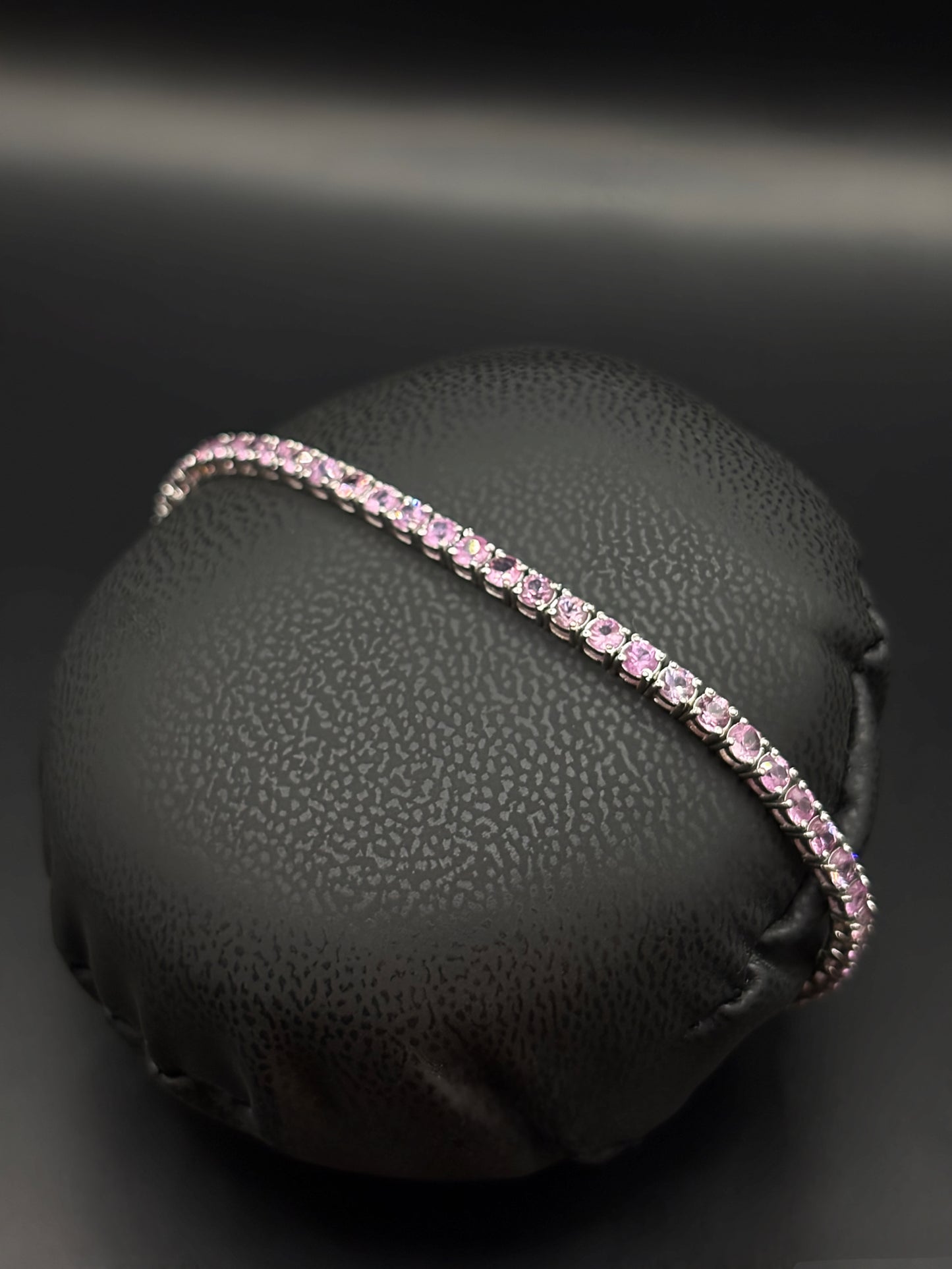 White Gold Pink Sapphire Tennis Bracelet