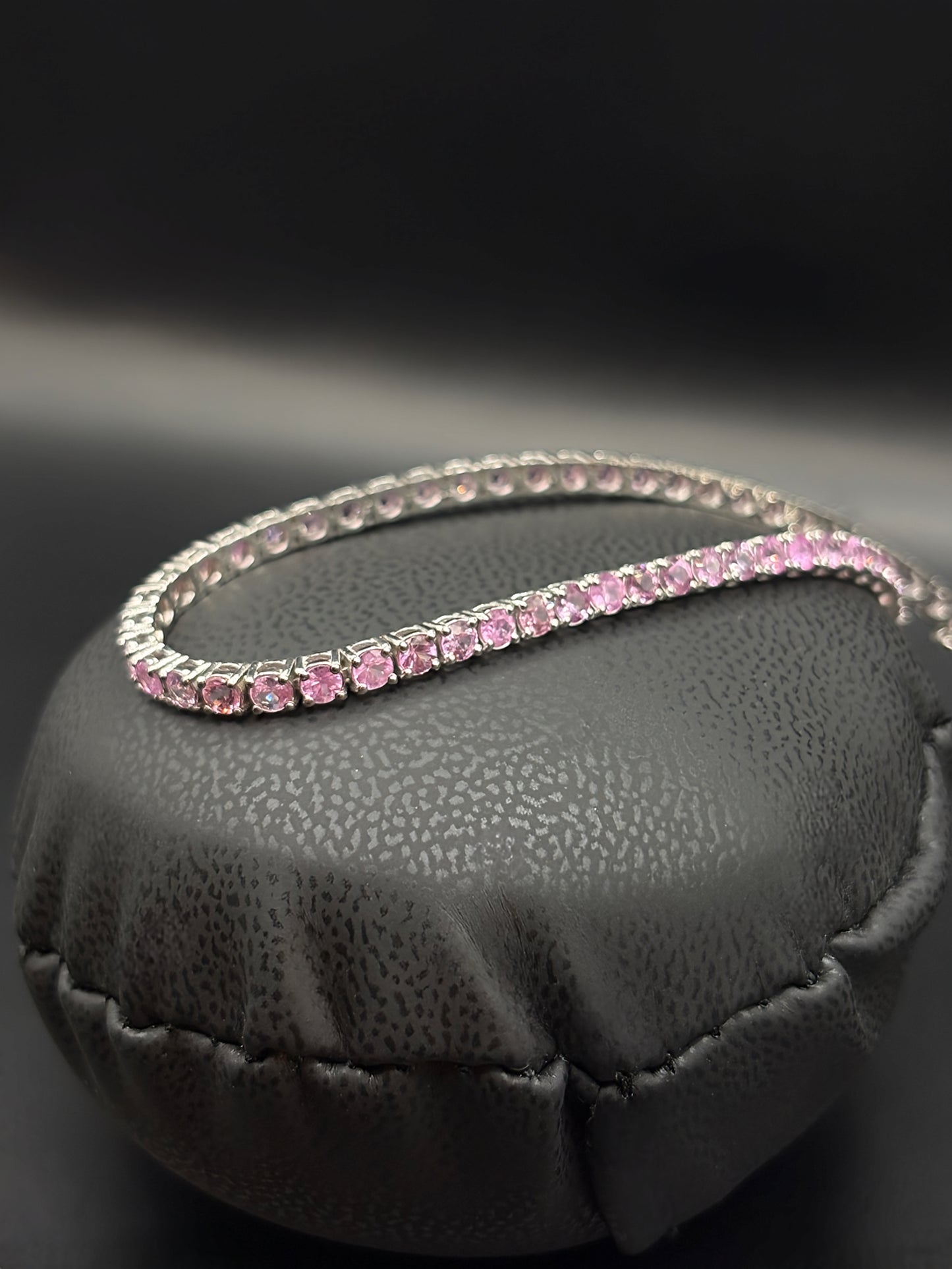White Gold Pink Sapphire Tennis Bracelet