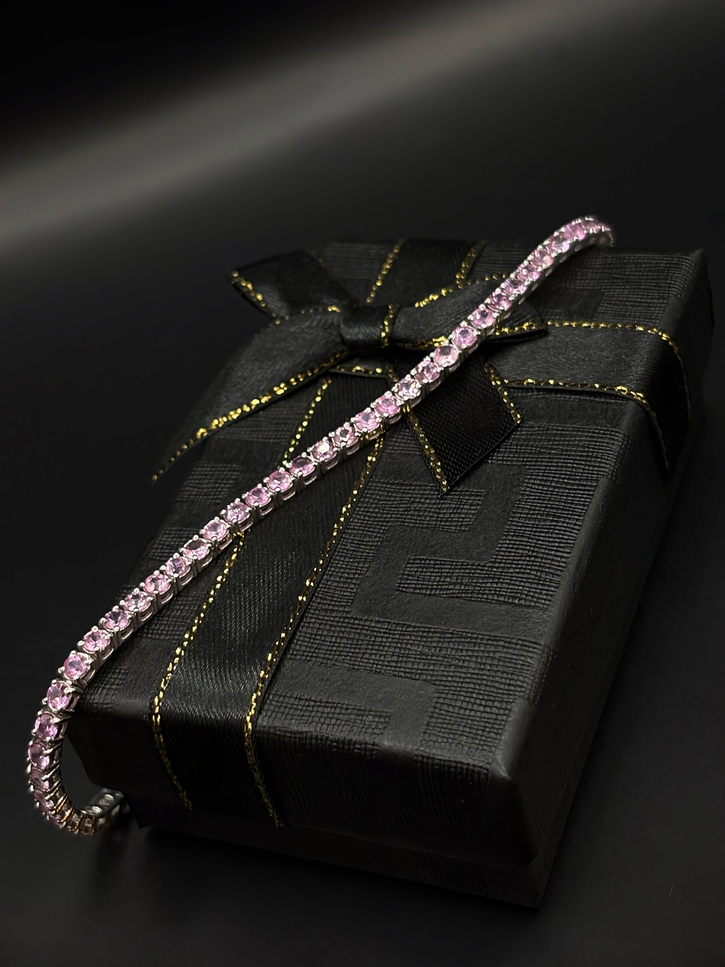 White Gold Pink Sapphire Tennis Bracelet