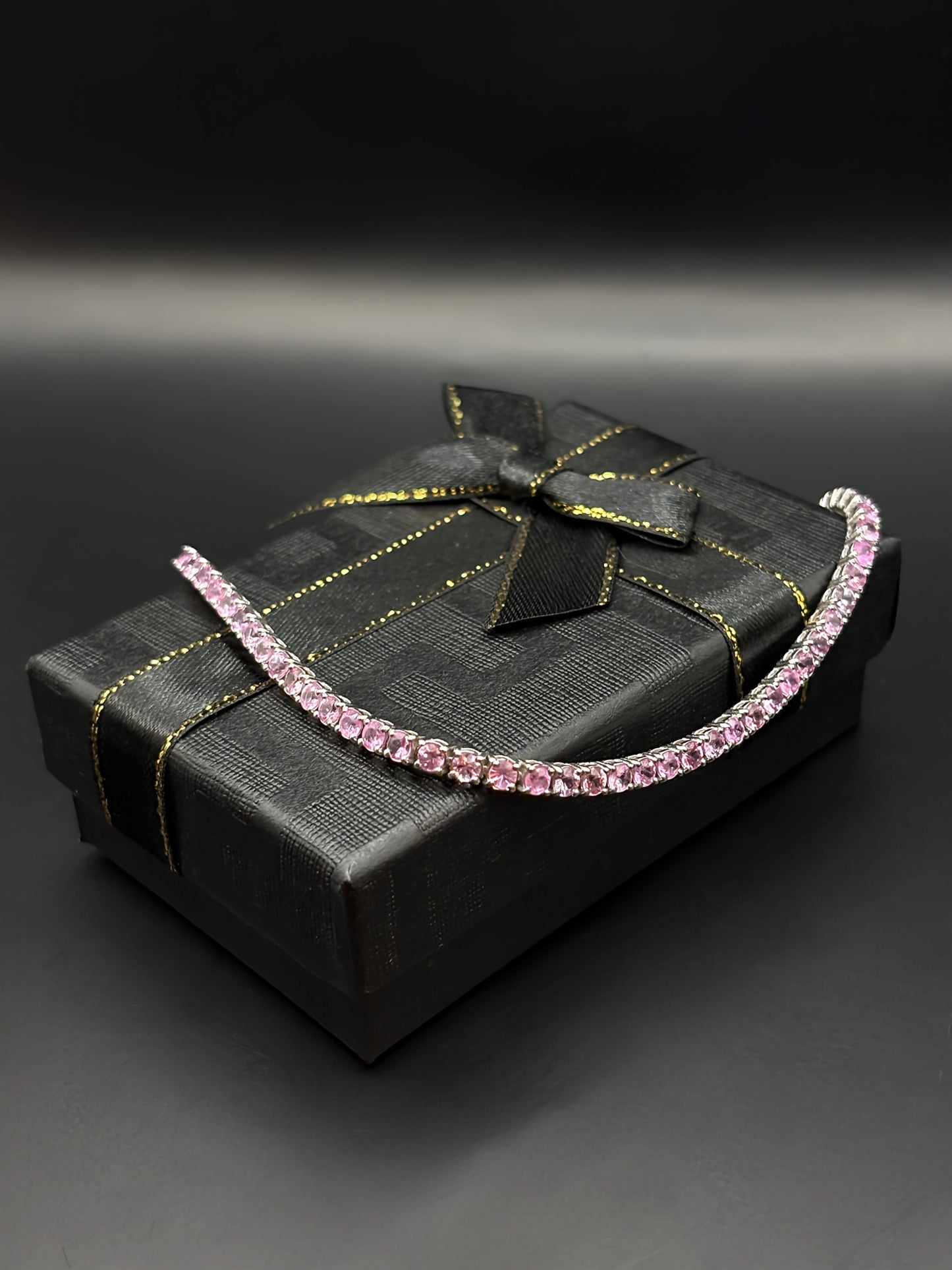 White Gold Pink Sapphire Tennis Bracelet