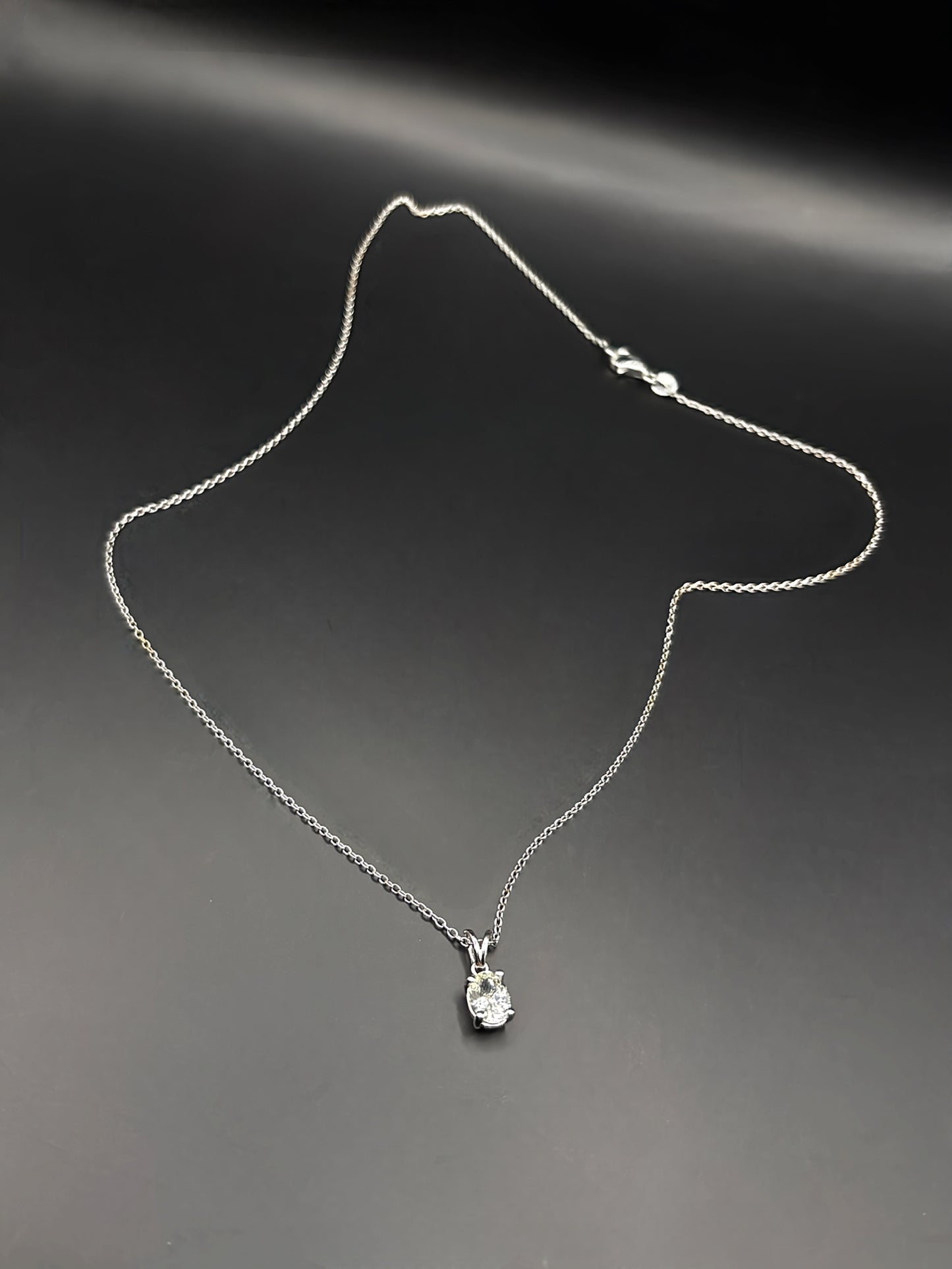 White Sapphire Oval Pendant