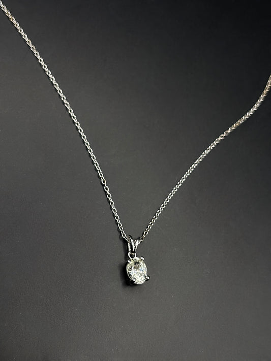 White Sapphire Oval Pendant