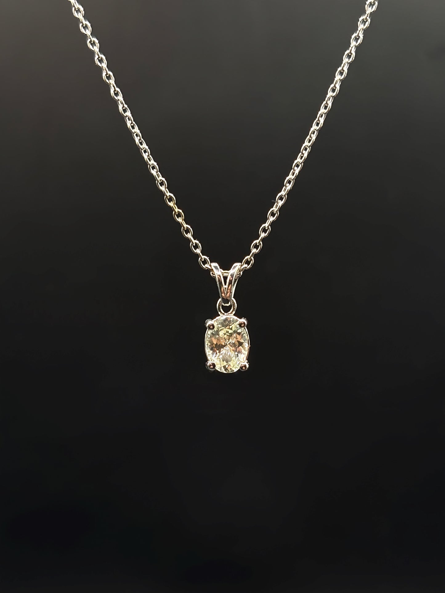 White Sapphire Oval Pendant