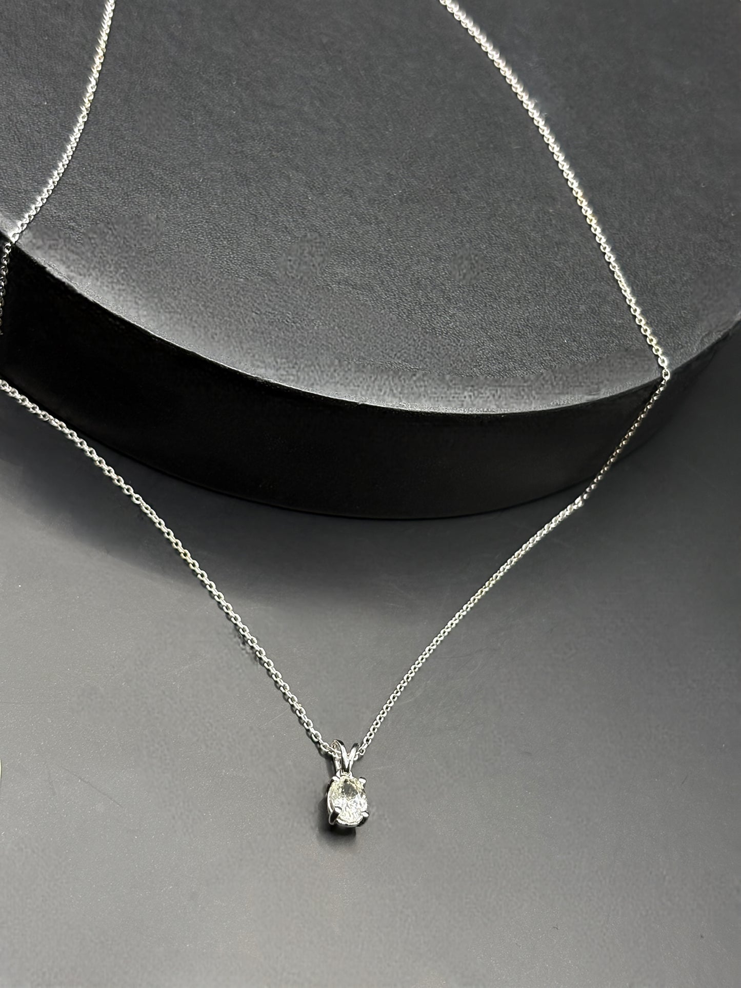 White Sapphire Oval Pendant