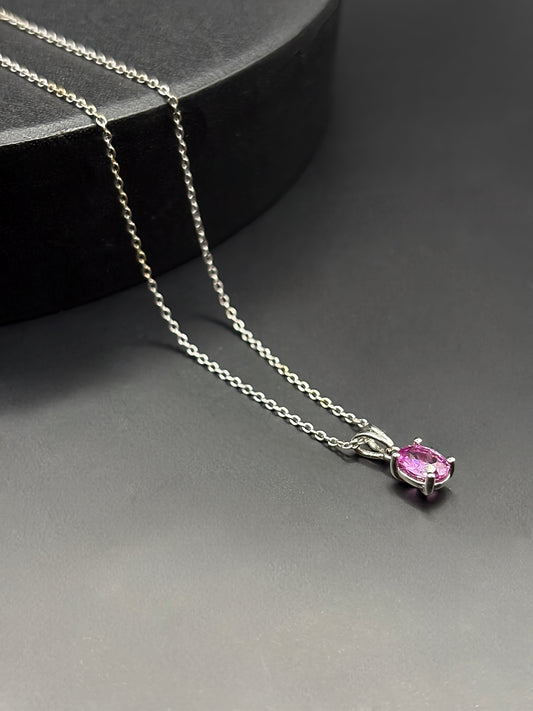 Pink Sapphire Oval Pendant